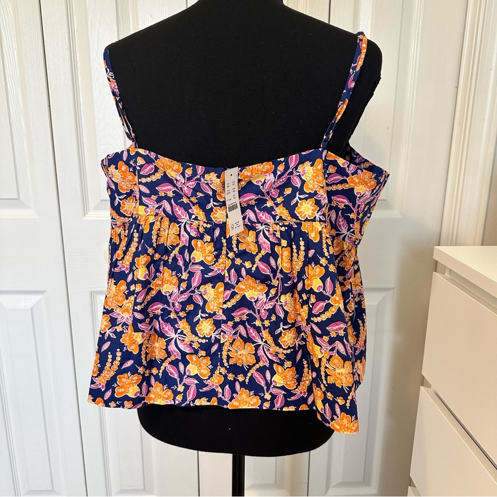 J.Crew Navy Floral Spaghetti-Strap Peplum Camisole Size XXL NWT - Picture 2 of 13
